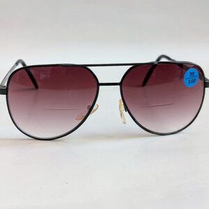 (NWT) Vintage 90's Aviator Metal Bi-Focal Reading Sunglasses (S. Black)